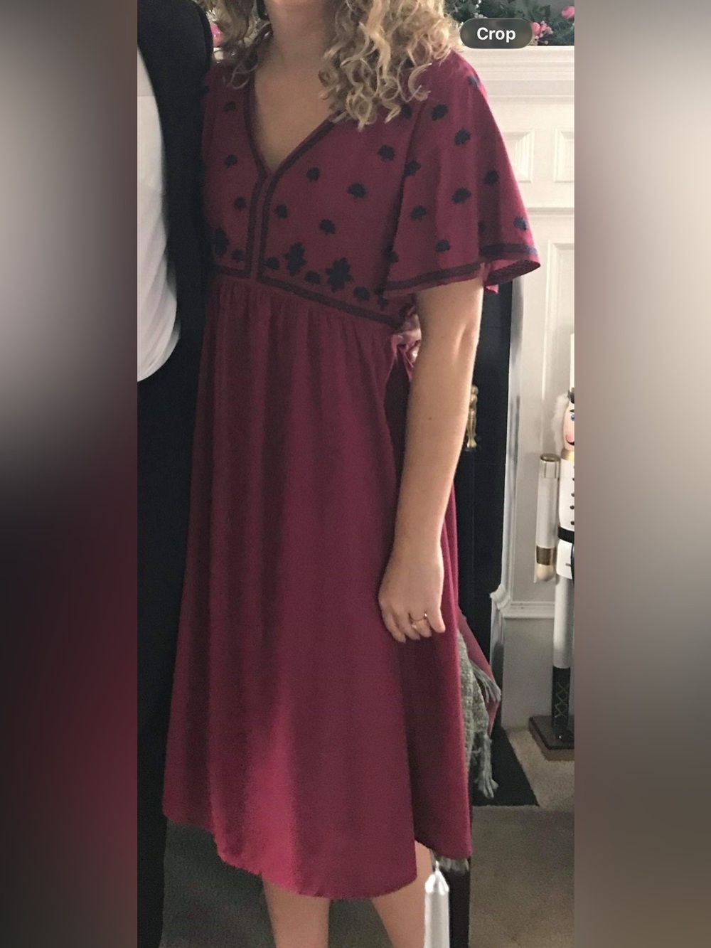 Polagram Wine Midi Dress with Black Embroidery